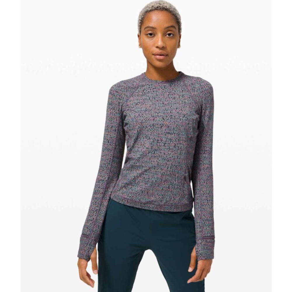 Lululemon Women's Runderful Long Sleeve Neon Tweed Jacquard Top Size 4
